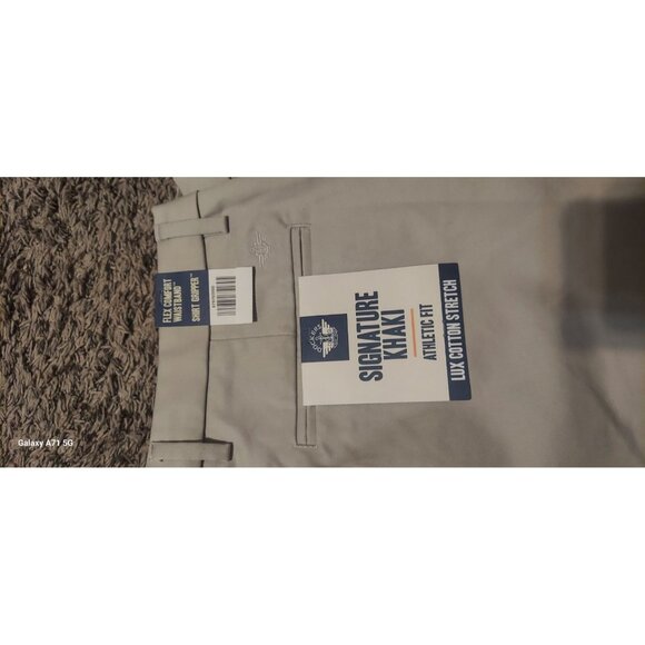 DOCKERS Men's Signature Khaki Lux Cotton Stretch Athletic Fit Pants Beige 36X34 - Picture 2 of 12